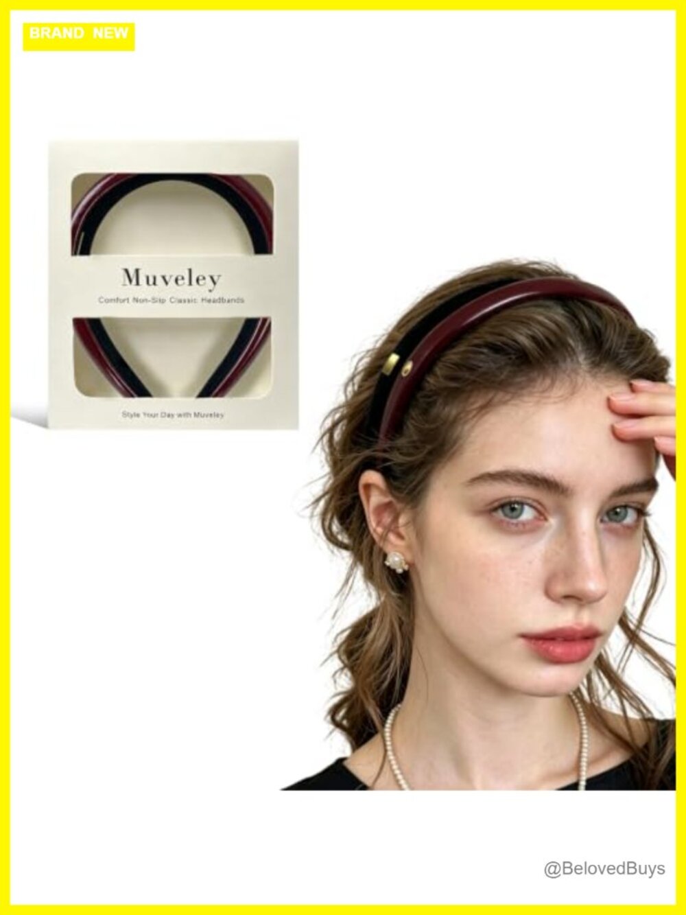 Velvet & Faux Leather Padded Headbands Set of 2 for Women